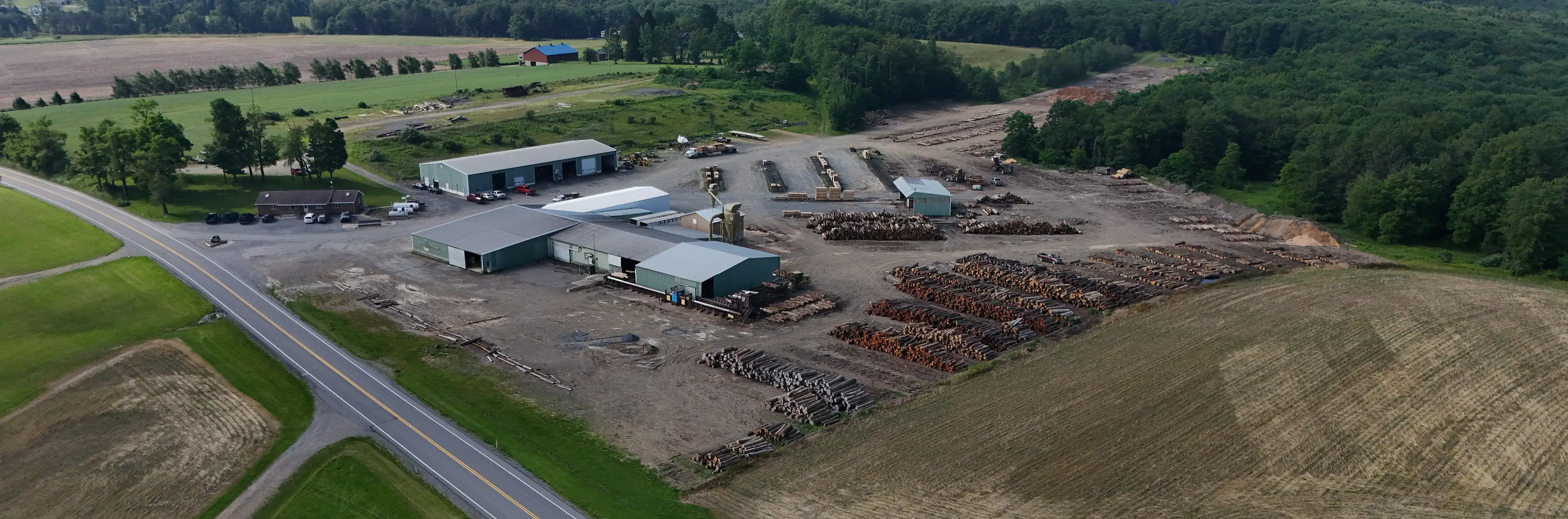 Drone Shot of Lumber Yard